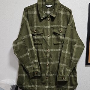 Sonoma Dark Green Checkered Utility Jacket